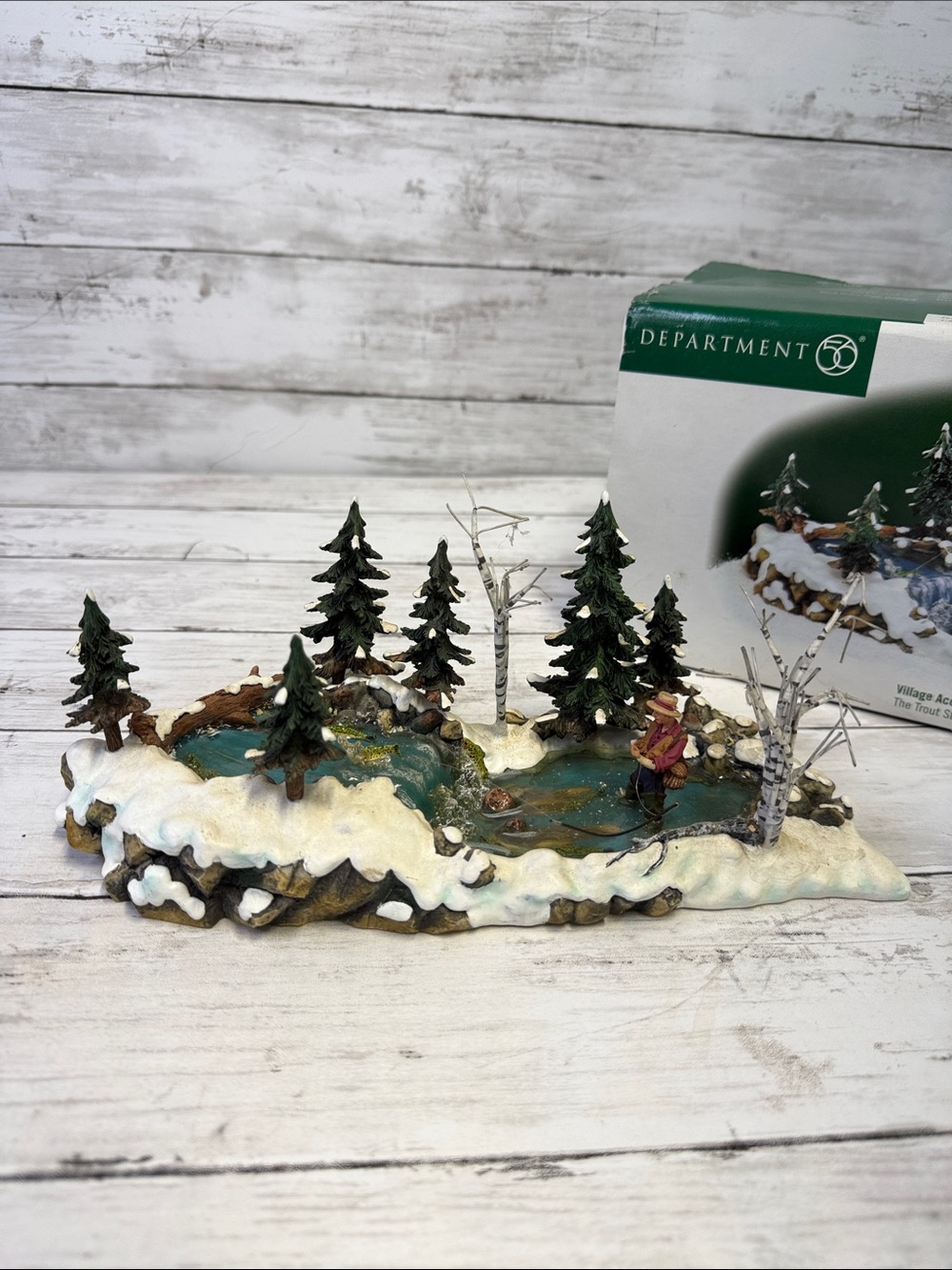 Dept 56 The Trout Stream Christmas village accessory with box